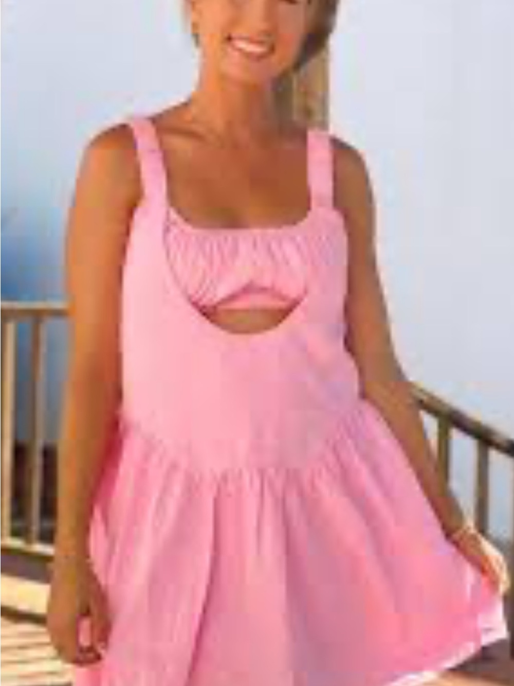 TCEC Pink Sleeveless Cutout Romper Dress